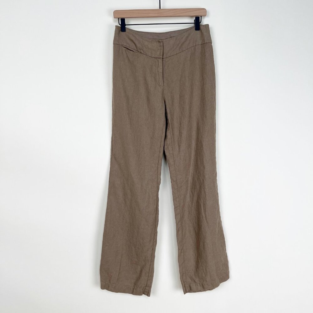 New Eileen Fisher 100% Linen Wide Leg Straight Trousers Minimalist Coastal Pants - Picture 1 of 9